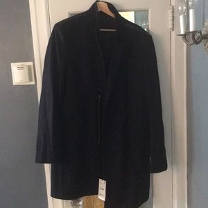 Zara Men’s 3/4 Length Overcoat with Leather Detail